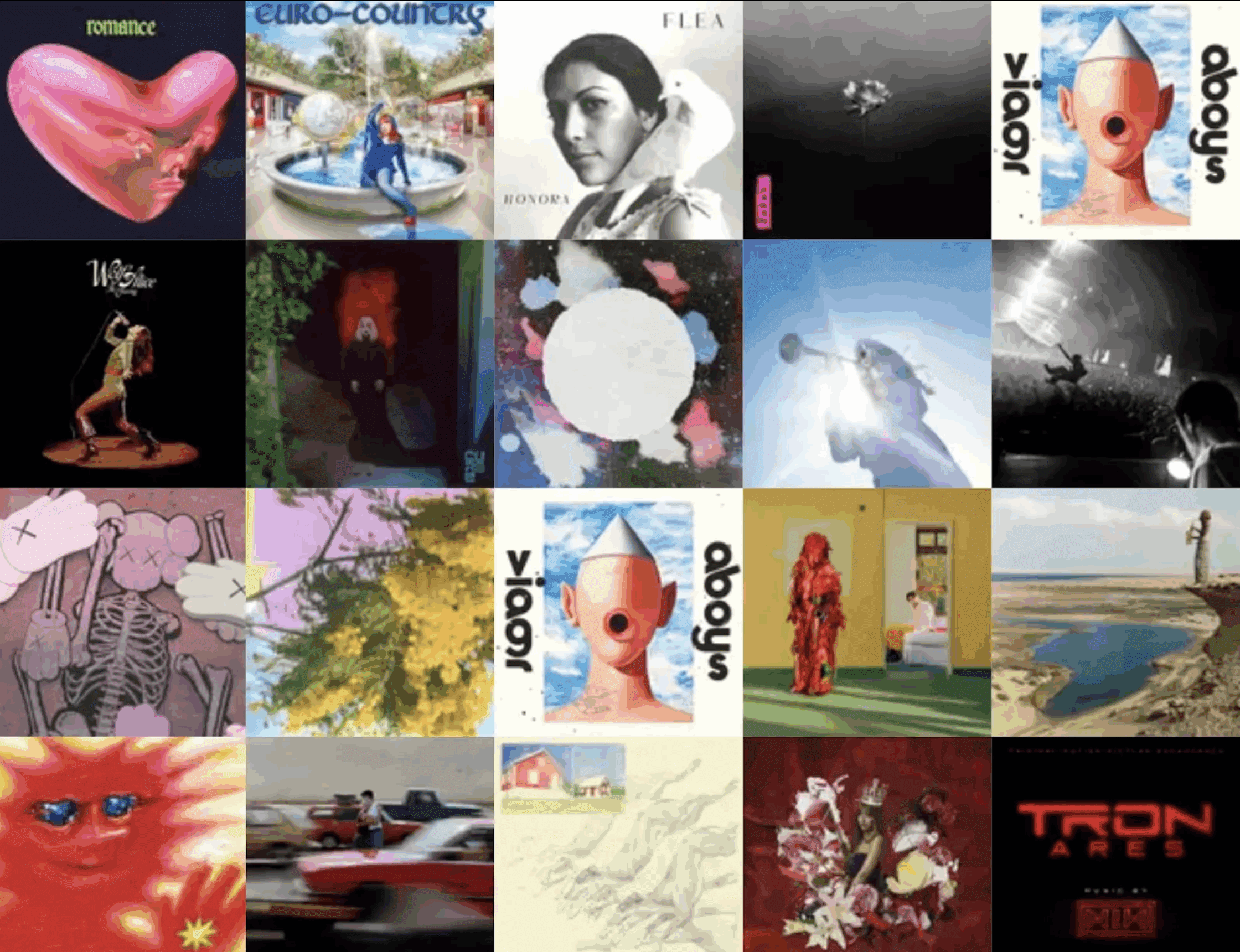 A collage of album covers